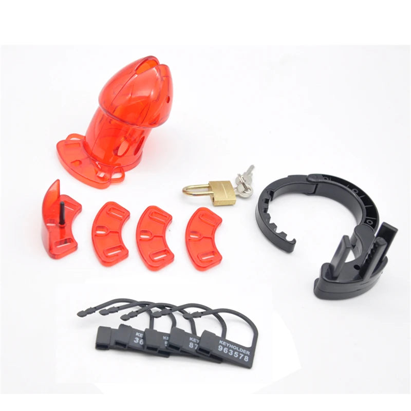 Adjustable Base Ring Cuff Plastic Chastity Cage