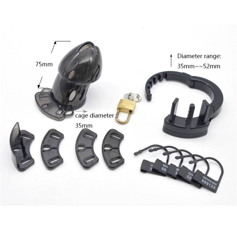 Adjustable Base Ring Cuff Plastic Chastity Cage