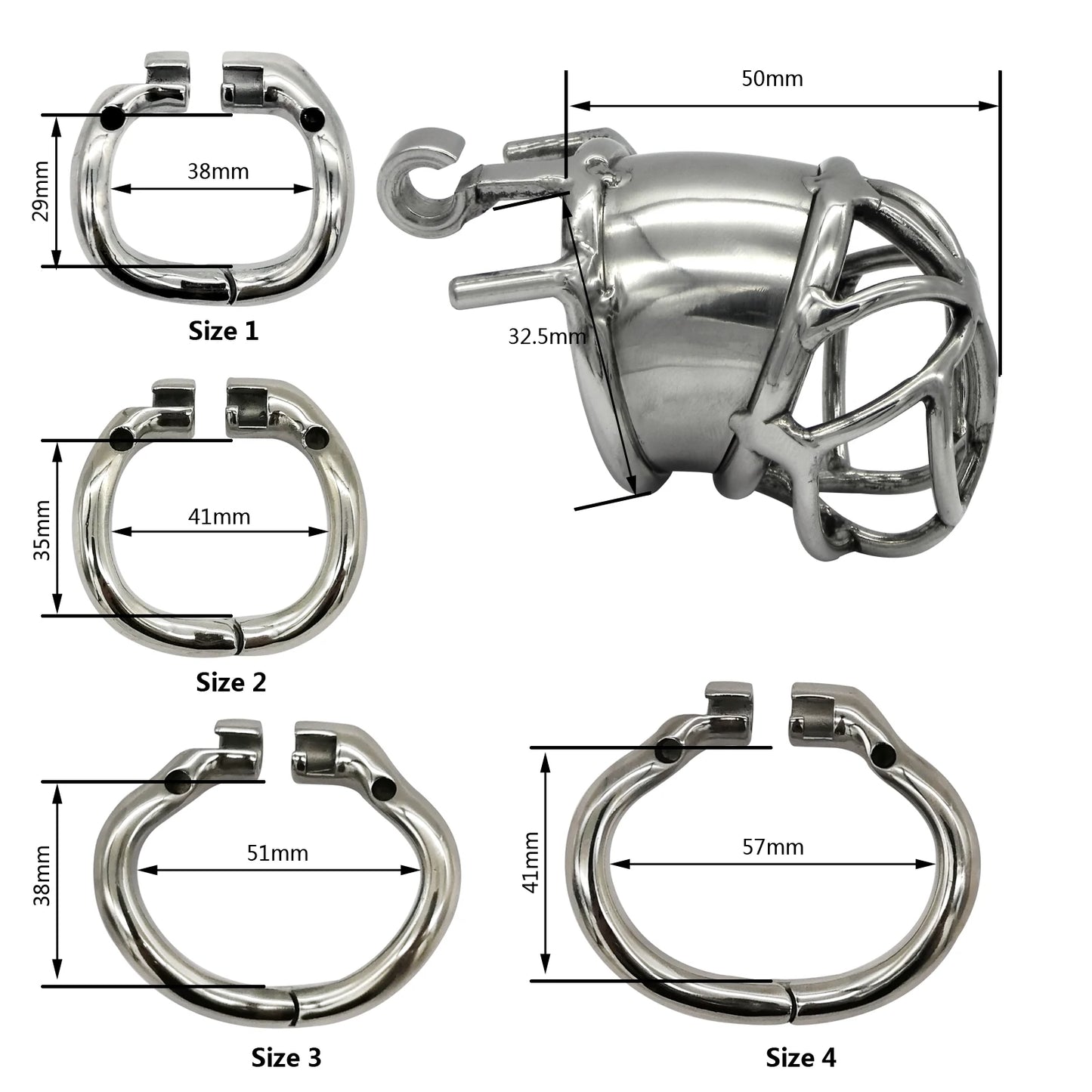 Hinge Ring Chastity Device Cock Cage S063