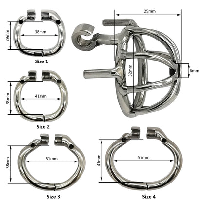 Hinge Ring Chastity Cage With Catheter S055-1