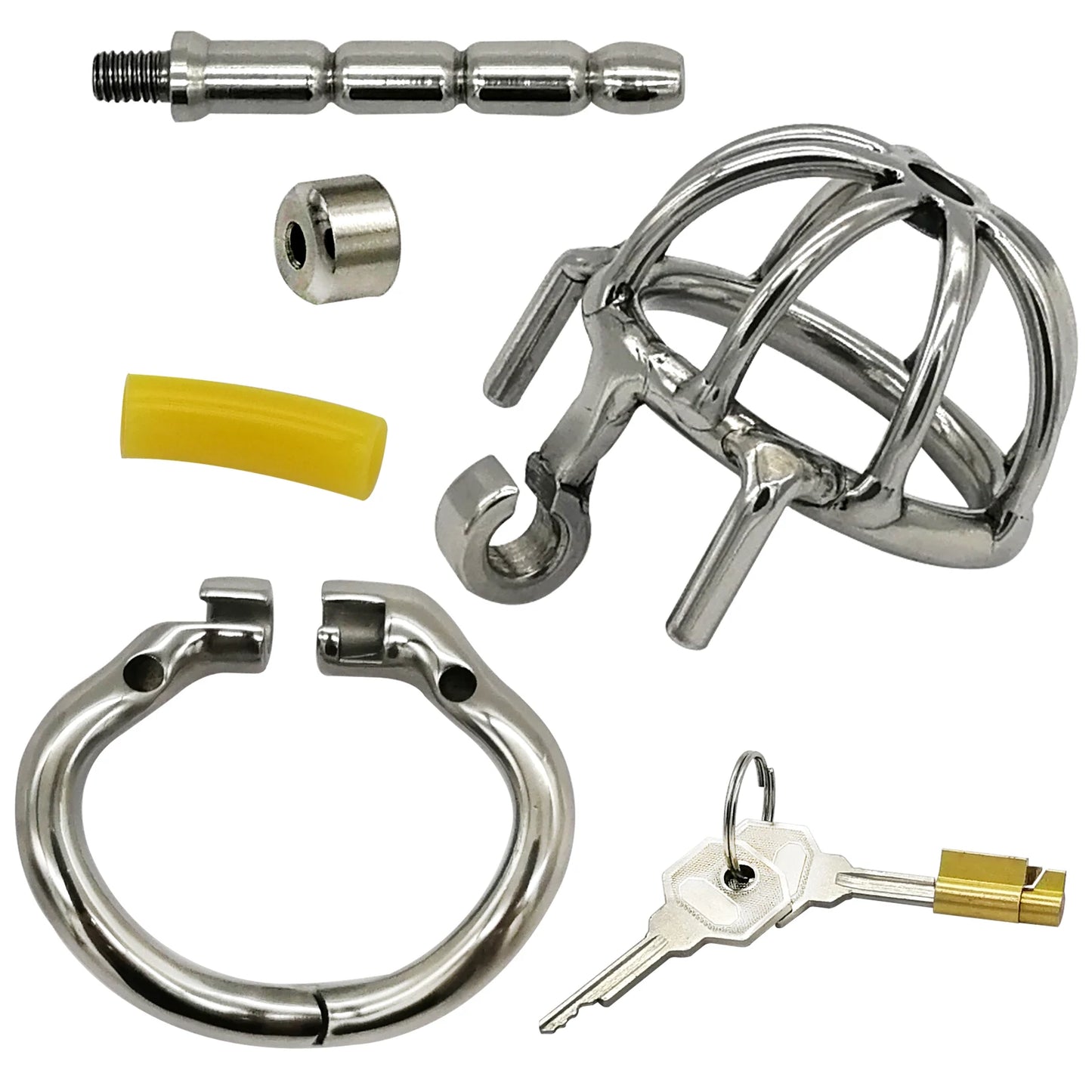 Hinge Ring Chastity Cage With Catheter S055-1