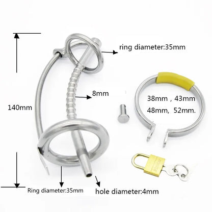 Chastity Cage with Catheter Penis Lock A060