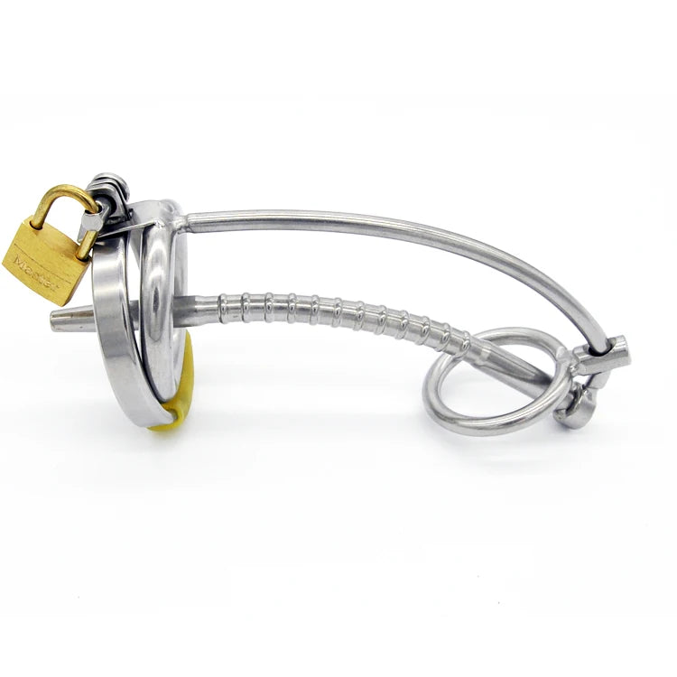 Chastity Cage with Catheter Penis Lock A060