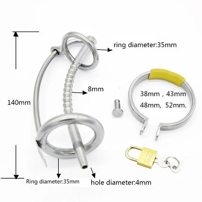 Chastity Cage with Catheter Penis Lock A060