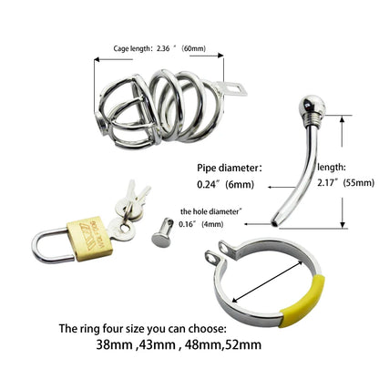 Chastity Cage with Catheter Penis Lock