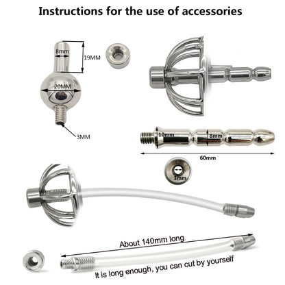 Reverse Chastity Cage With Catheter Penis Lock